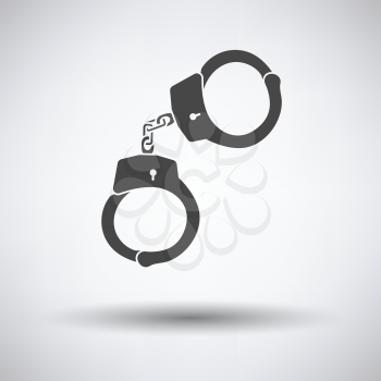 Handcuff  icon on gray background, round shadow. Vector illustration.
