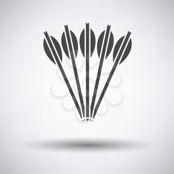 Crossbow bolts icon on gray background, round shadow. Vector illustration.