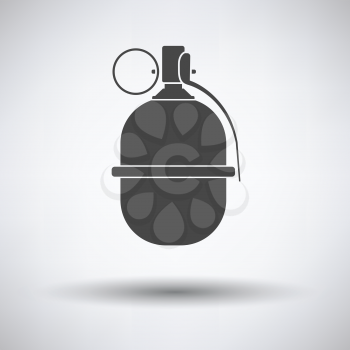 Attack grenade icon on gray background, round shadow. Vector illustration.