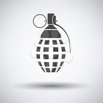 Defensive grenade icon on gray background, round shadow. Vector illustration.