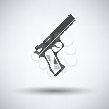 Gun icon on gray background, round shadow. Vector illustration.