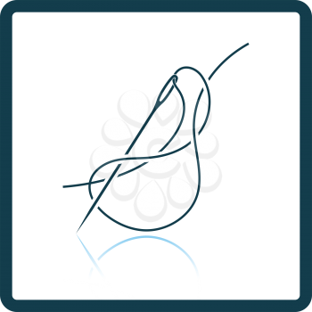 Sewing needle with thread icon. Shadow reflection design. Vector illustration.