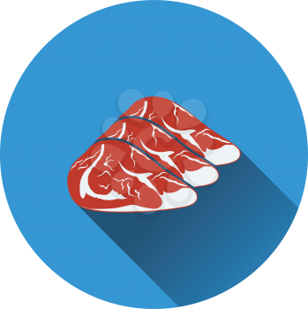 Raw meat steak icon. Flat color design. Vector illustration.