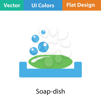 Soap-dish icon. Flat color design. Vector illustration.