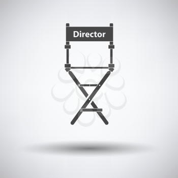 Director chair icon on gray background, round shadow. Vector illustration.