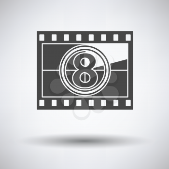 Movie frame with countdown icon on gray background, round shadow. Vector illustration.