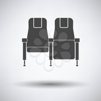 Cinema seats icon on gray background, round shadow. Vector illustration.