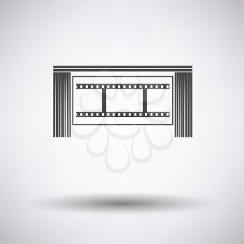 Cinema theater auditorium icon on gray background, round shadow. Vector illustration.