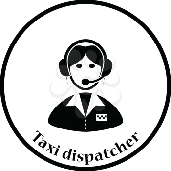 Taxi dispatcher icon. Thin circle design. Vector illustration.