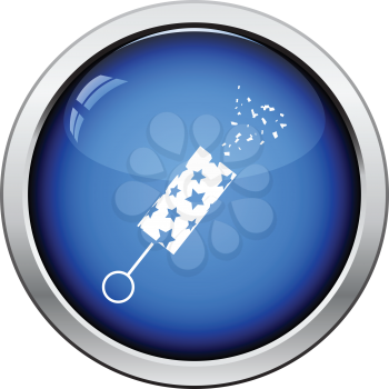 Party petard  icon. Glossy button design. Vector illustration.