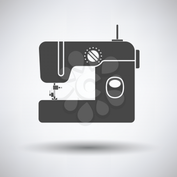 Modern sewing machine icon on gray background, round shadow. Vector illustration.