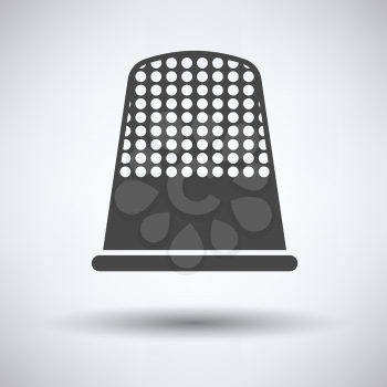 Tailor thimble icon on gray background, round shadow. Vector illustration.