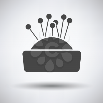 Pin cushion icon on gray background, round shadow. Vector illustration.