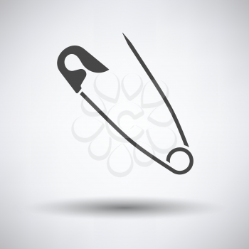Tailor safety pin icon on gray background, round shadow. Vector illustration.