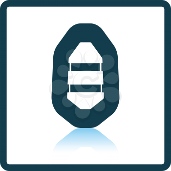 Icon of rubber boat . Shadow reflection design. Vector illustration.