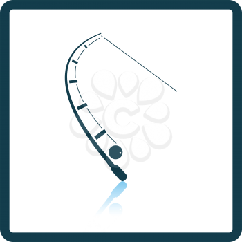Icon of curved fishing tackle. Shadow reflection design. Vector illustration.