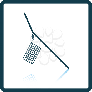 Icon of  fishing feeder net. Shadow reflection design. Vector illustration.
