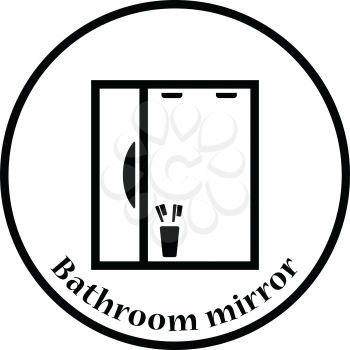 Bathroom mirror icon. Thin circle design. Vector illustration.