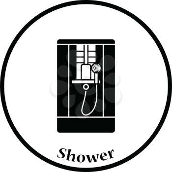 Shower icon. Thin circle design. Vector illustration.