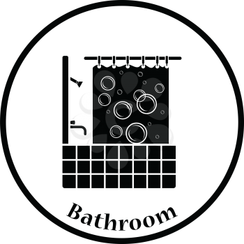 Hotel bathroom icon. Thin circle design. Vector illustration.