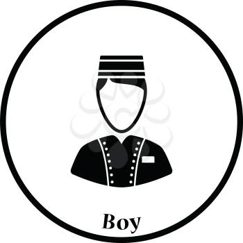 Hotel boy icon. Thin circle design. Vector illustration.