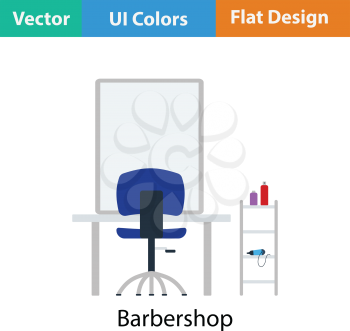Barbershop icon. Flat color design. Vector illustration.