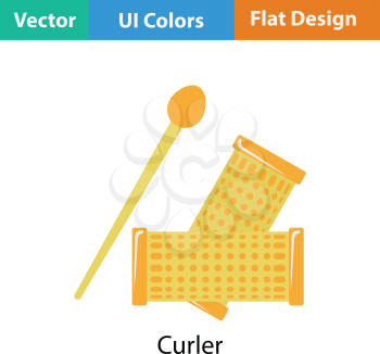 Hair curlers icon. Flat color design. Vector illustration.