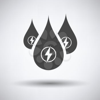 Hydro energy drops  icon on gray background, round shadow. Vector illustration.