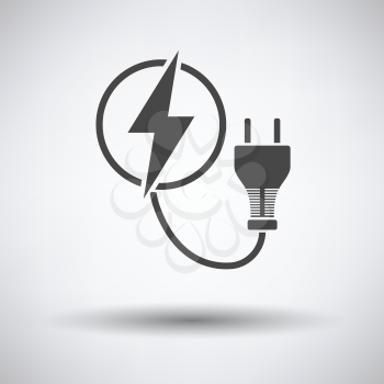 Electric plug icon on gray background, round shadow. Vector illustration.