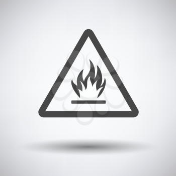 Flammable icon on gray background, round shadow. Vector illustration.