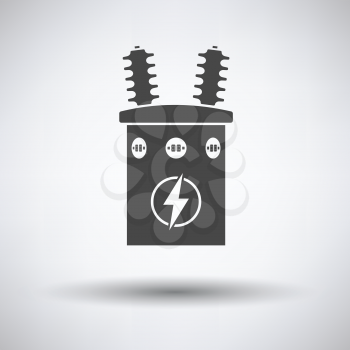 Electric transformer icon on gray background, round shadow. Vector illustration.