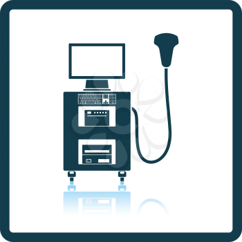 Ultrasound diagnostic machine icon. Shadow reflection design. Vector illustration.