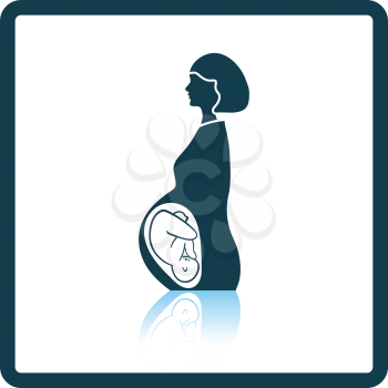 Pregnant woman with baby icon. Shadow reflection design. Vector illustration.