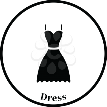 Dress icon. Thin circle design. Vector illustration.