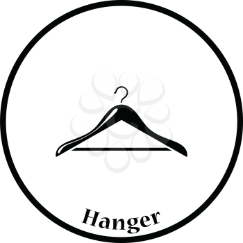 Cloth hanger icon. Thin circle design. Vector illustration.
