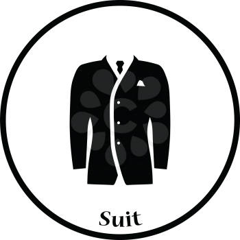 Mail suit icon. Thin circle design. Vector illustration.