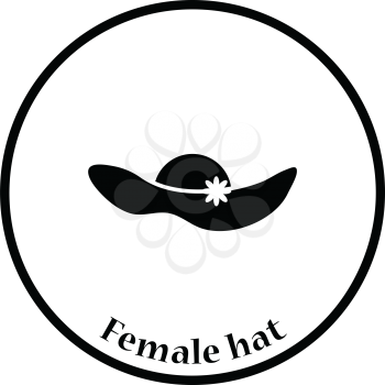 Elegant woman hat icon. Thin circle design. Vector illustration.