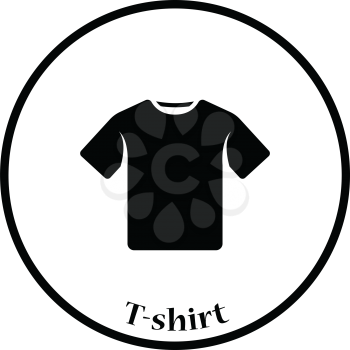 T-shirt icon. Thin circle design. Vector illustration.