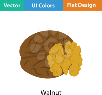 Walnut icon. Flat color design. Vector illustration.
