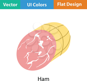 Ham icon. Flat color design. Vector illustration.
