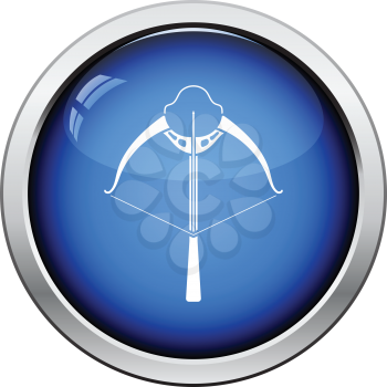 Crossbow icon. Glossy button design. Vector illustration.