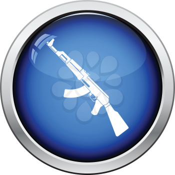 Rassian weapon rifle icon. Glossy button design. Vector illustration.