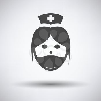 Nurse head icon on gray background, round shadow. Vector illustration.