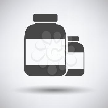 Pills container icon on gray background, round shadow. Vector illustration.