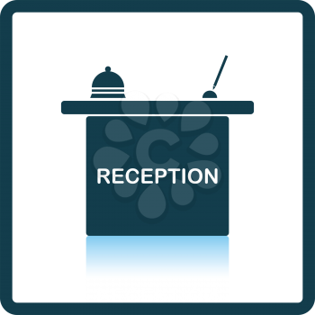 Hotel reception desk icon. Shadow reflection design. Vector illustration.