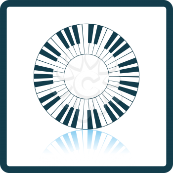 Piano circle keyboard icon. Glossy button design. Vector illustration.