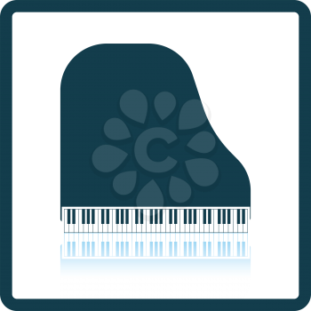 Grand piano icon. Glossy button design. Vector illustration.