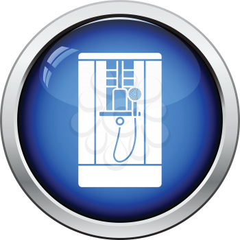 Shower icon. Glossy button design. Vector illustration.
