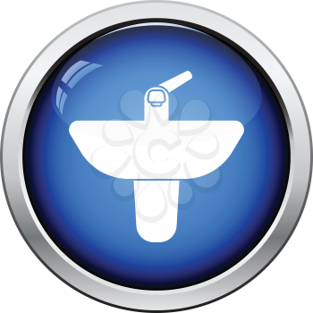 Wash basin icon. Glossy button design. Vector illustration.