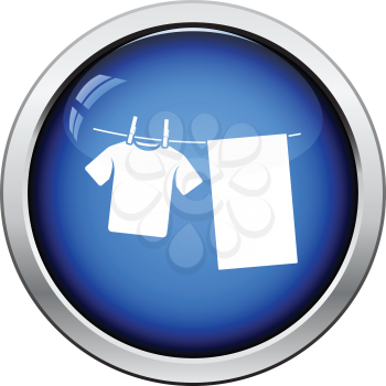Drying linen icon. Glossy button design. Vector illustration.